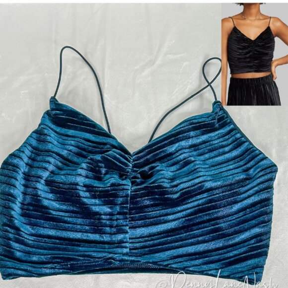 wild fable Tops - Wild Fable Slim Fit Cinched Front Velvet Tiny Tank Top Teal